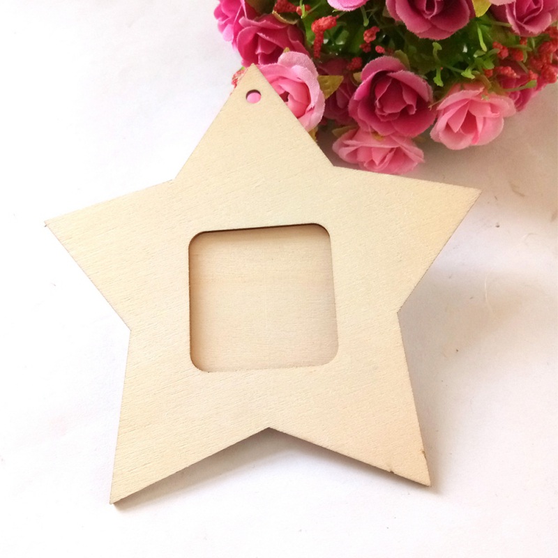 10Pcs Home Wooden Star Shape Photo Pictures Memory Frame Small Hanging